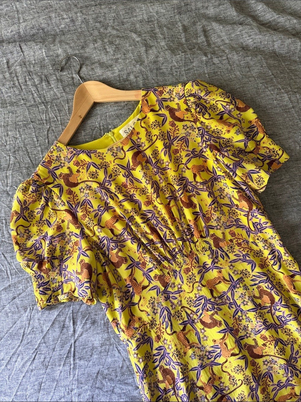 Saloni Bianca Silk Maxi Dress - Yellow Purple Boho Floral Print - Size 12 - Picture 2 of 12